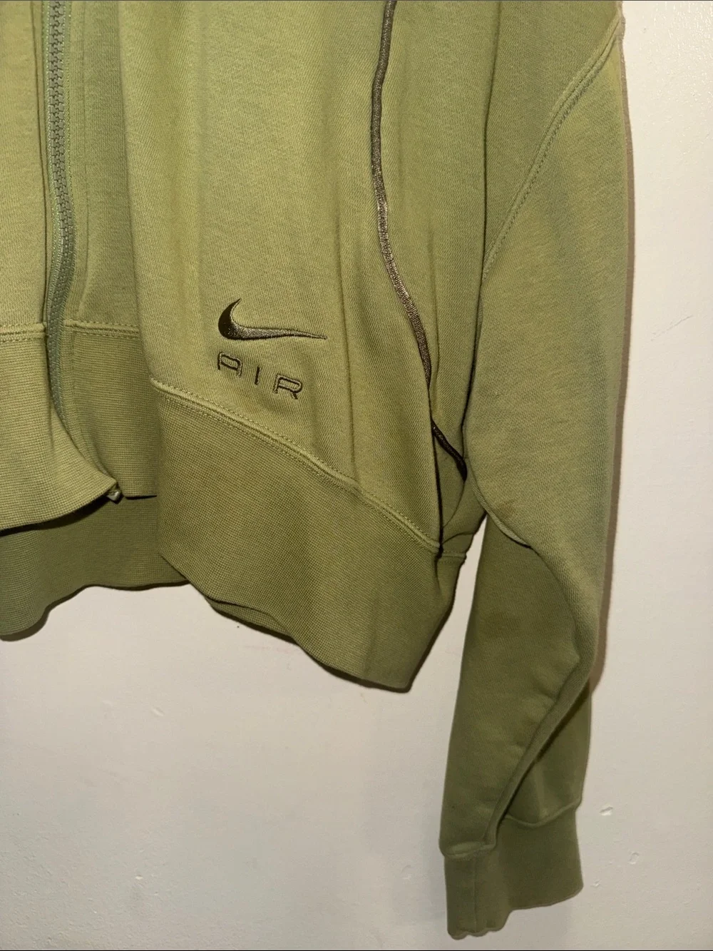 Nike Olive Cropped Zip-Up Hoodie for Women